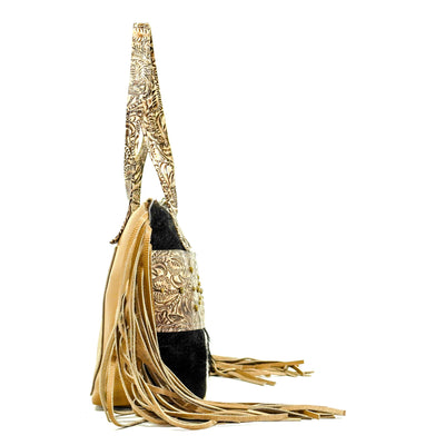 June - Tricolor w/ Ivory & Brown Dallas Tool-June-Western-Cowhide-Bags-Handmade-Products-Gifts-Dancing Cactus Designs