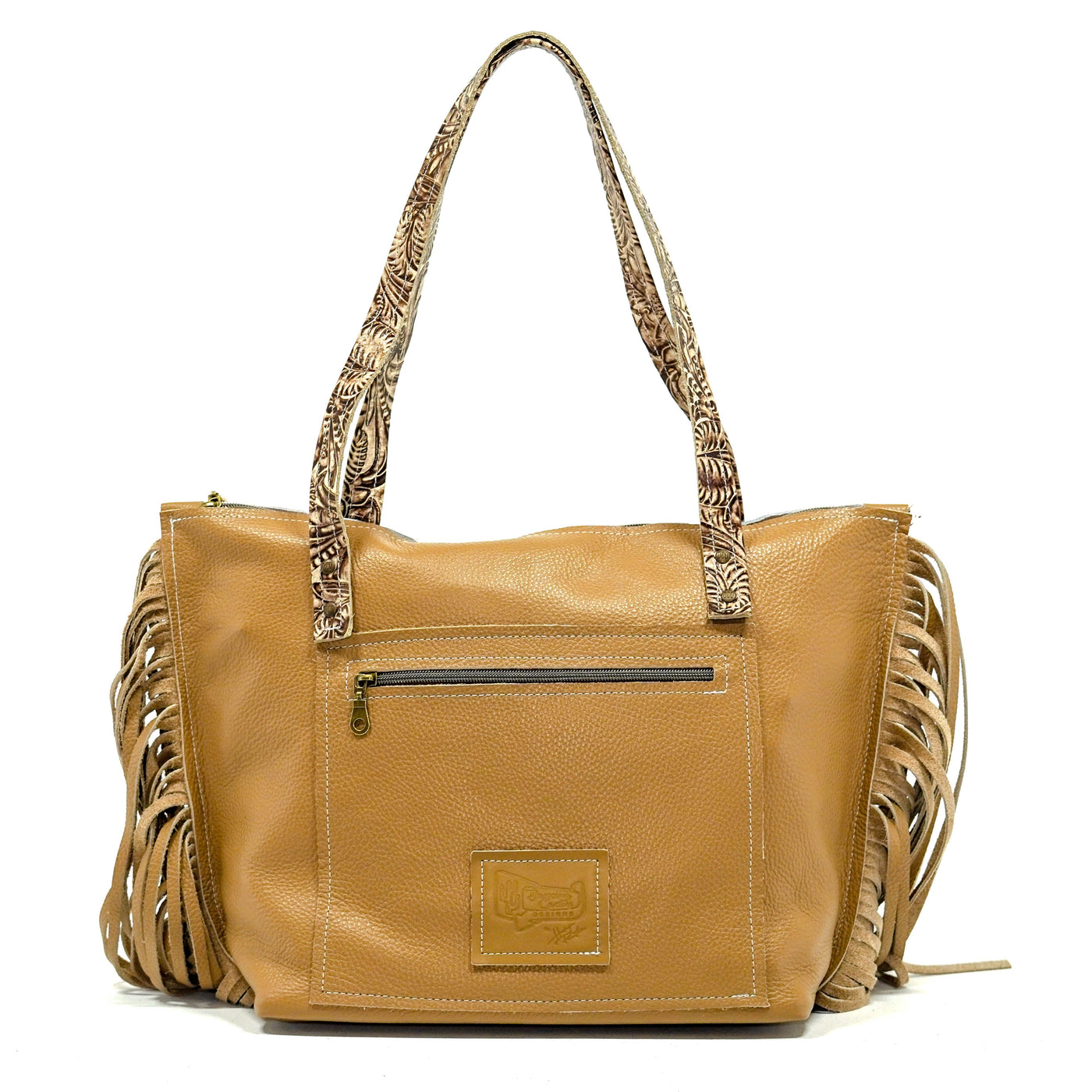 June - Tricolor w/ Ivory & Brown Dallas Tool-June-Western-Cowhide-Bags-Handmade-Products-Gifts-Dancing Cactus Designs