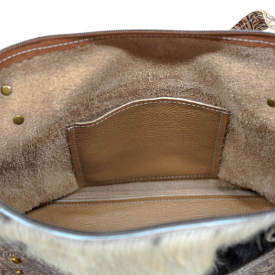 June - Tricolor w/ Ivory & Brown Dallas Tool-June-Western-Cowhide-Bags-Handmade-Products-Gifts-Dancing Cactus Designs