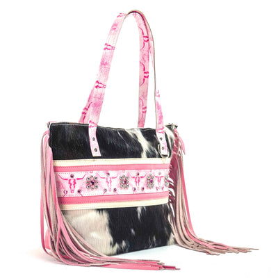 June - Tricolor w/ Western Barbie Skulls-June-Western-Cowhide-Bags-Handmade-Products-Gifts-Dancing Cactus Designs
