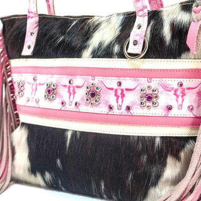 June - Tricolor w/ Western Barbie Skulls-June-Western-Cowhide-Bags-Handmade-Products-Gifts-Dancing Cactus Designs
