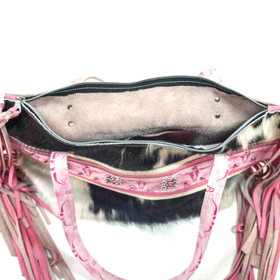 June - Tricolor w/ Western Barbie Skulls-June-Western-Cowhide-Bags-Handmade-Products-Gifts-Dancing Cactus Designs