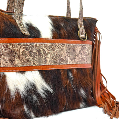 June - Tricolor w/ Wildflower-June-Western-Cowhide-Bags-Handmade-Products-Gifts-Dancing Cactus Designs