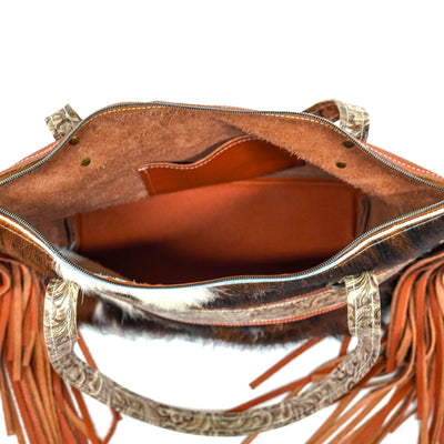 June - Tricolor w/ Wildflower-June-Western-Cowhide-Bags-Handmade-Products-Gifts-Dancing Cactus Designs
