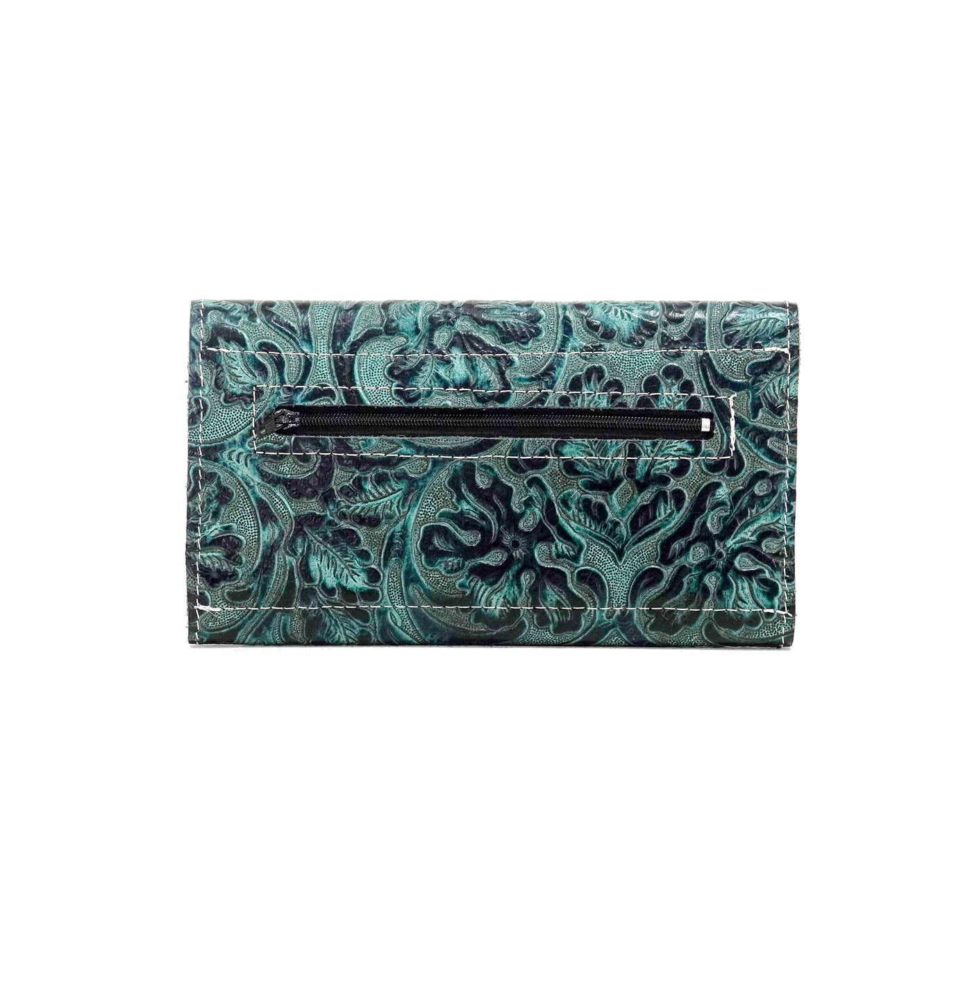 Kacey Wallet - All Embossed w/ Indigo Tool-Kacey Wallet-Western-Cowhide-Bags-Handmade-Products-Gifts-Dancing Cactus Designs