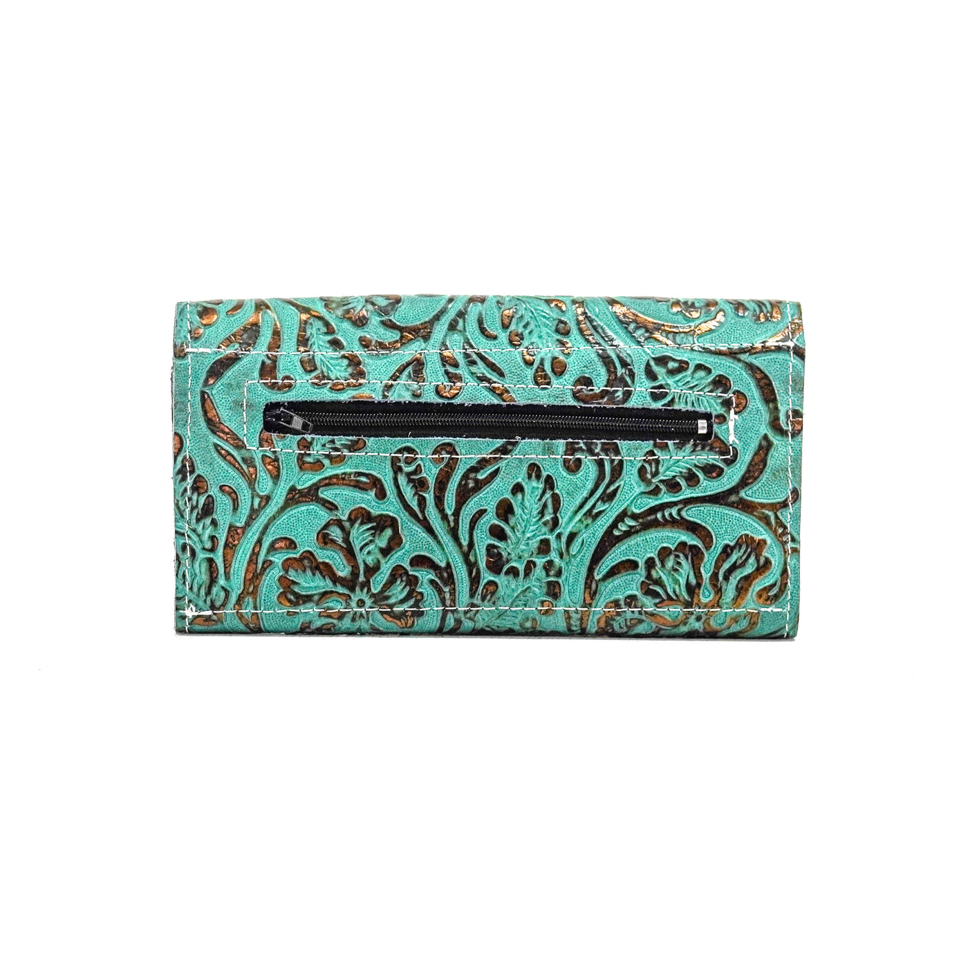 Kacey Wallet - All Embossed w/ Lagoon tool-Kacey Wallet-Western-Cowhide-Bags-Handmade-Products-Gifts-Dancing Cactus Designs