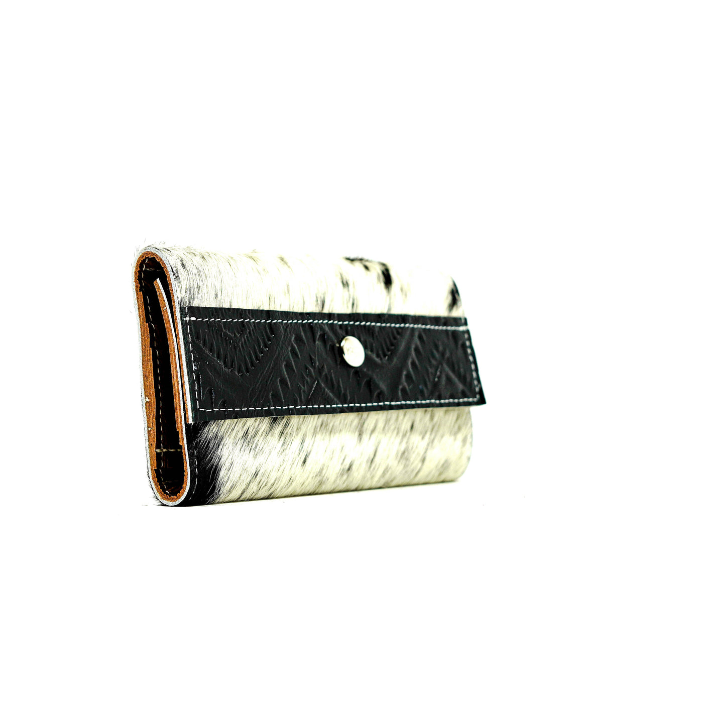 Kacey Wallet - Black & White w/ Onyx Aztec-Kacey Wallet-Western-Cowhide-Bags-Handmade-Products-Gifts-Dancing Cactus Designs