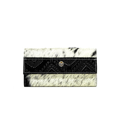 Kacey Wallet - Black & White w/ Onyx Aztec-Kacey Wallet-Western-Cowhide-Bags-Handmade-Products-Gifts-Dancing Cactus Designs