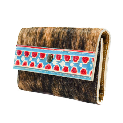 Kacey Wallet - Brindle w/ Great Plains Navajo-Kacey Wallet-Western-Cowhide-Bags-Handmade-Products-Gifts-Dancing Cactus Designs