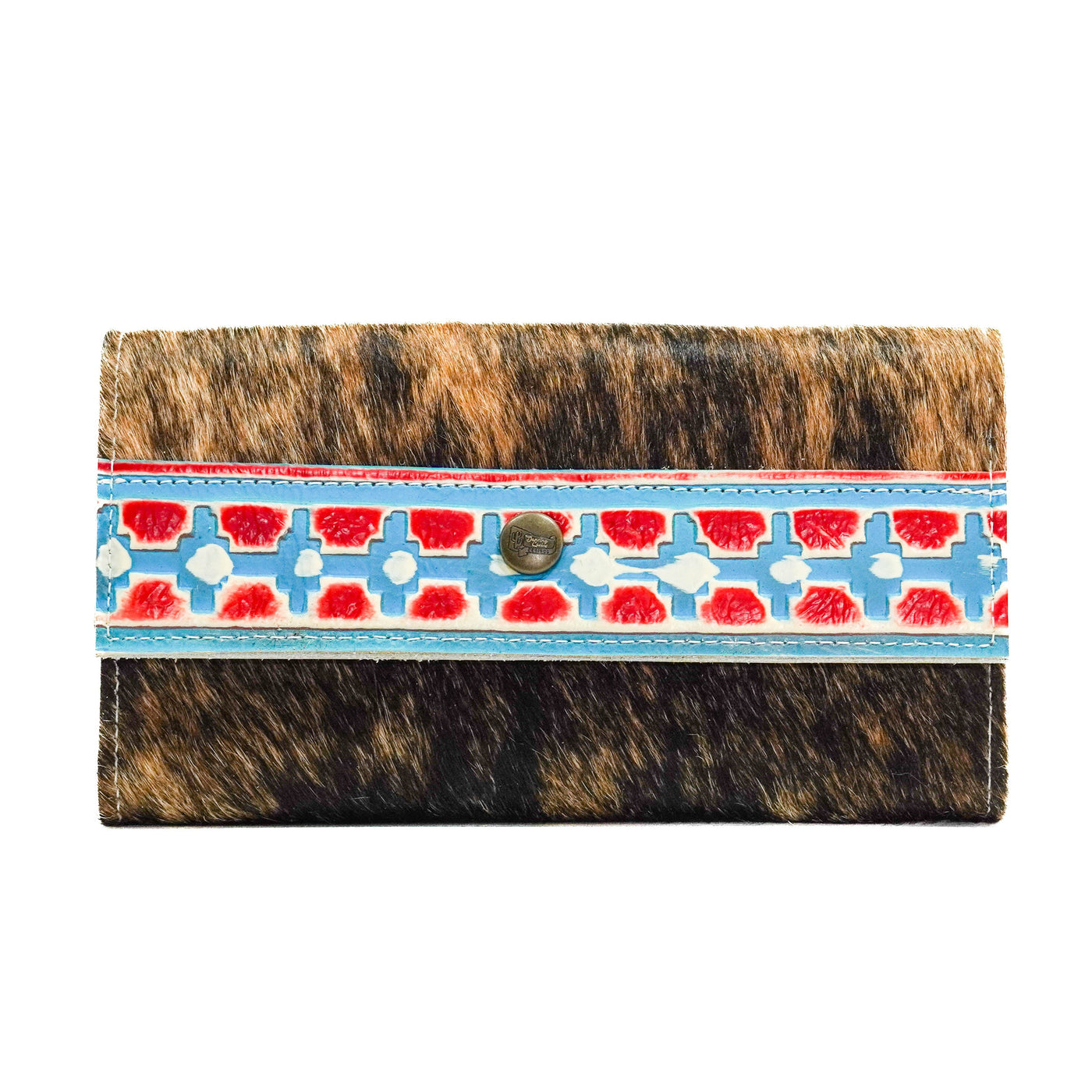 Kacey Wallet - Brindle w/ Great Plains Navajo-Kacey Wallet-Western-Cowhide-Bags-Handmade-Products-Gifts-Dancing Cactus Designs