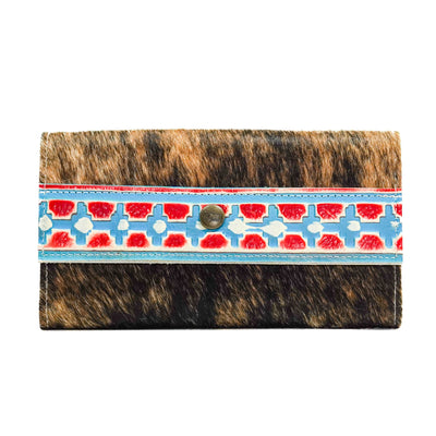 Kacey Wallet - Brindle w/ Great Plains Navajo-Kacey Wallet-Western-Cowhide-Bags-Handmade-Products-Gifts-Dancing Cactus Designs