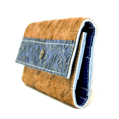 Kacey Wallet - Brindle w/ Midnight Caracole-Kacey Wallet-Western-Cowhide-Bags-Handmade-Products-Gifts-Dancing Cactus Designs