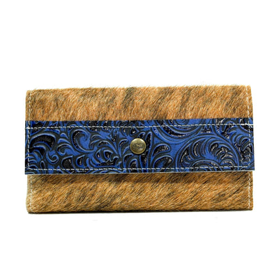 Kacey Wallet - Brindle w/ Midnight Caracole-Kacey Wallet-Western-Cowhide-Bags-Handmade-Products-Gifts-Dancing Cactus Designs