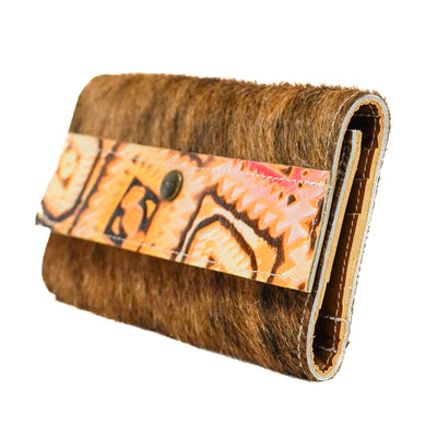 Kacey Wallet - Brindle w/ Moab Aztec-Kacey Wallet-Western-Cowhide-Bags-Handmade-Products-Gifts-Dancing Cactus Designs