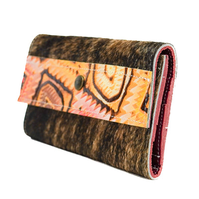 Kacey Wallet - Brindle w/ Moab Aztec-Kacey Wallet-Western-Cowhide-Bags-Handmade-Products-Gifts-Dancing Cactus Designs