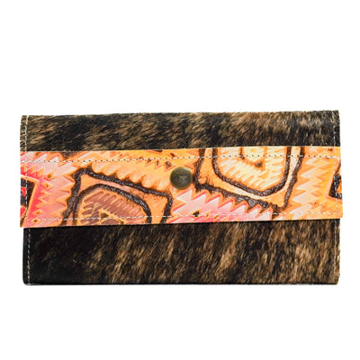 Kacey Wallet - Brindle w/ Moab Aztec-Kacey Wallet-Western-Cowhide-Bags-Handmade-Products-Gifts-Dancing Cactus Designs