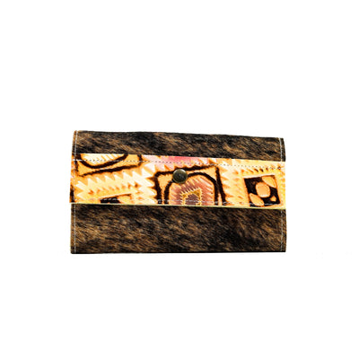 Kacey Wallet - Brindle w/ Moab Aztec-Kacey Wallet-Western-Cowhide-Bags-Handmade-Products-Gifts-Dancing Cactus Designs