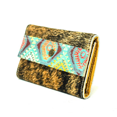 Kacey Wallet - Brindle w/ Rainbow Aztec-Kacey Wallet-Western-Cowhide-Bags-Handmade-Products-Gifts-Dancing Cactus Designs