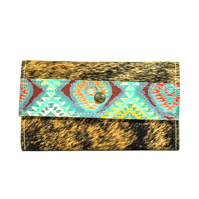 Kacey Wallet - Brindle w/ Rainbow Aztec-Kacey Wallet-Western-Cowhide-Bags-Handmade-Products-Gifts-Dancing Cactus Designs