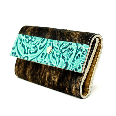 Kacey Wallet - Brindle w/ Sea Glass Tool-Kacey Wallet-Western-Cowhide-Bags-Handmade-Products-Gifts-Dancing Cactus Designs