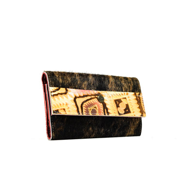 Kacey Wallet - Dark Brindle w/ Moab Aztec-Kacey Wallet-Western-Cowhide-Bags-Handmade-Products-Gifts-Dancing Cactus Designs
