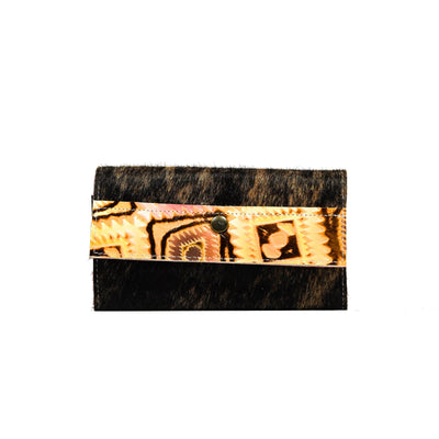 Kacey Wallet - Dark Brindle w/ Moab Aztec-Kacey Wallet-Western-Cowhide-Bags-Handmade-Products-Gifts-Dancing Cactus Designs