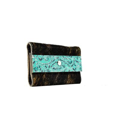 Kacey Wallet - Dark Brindle w/ Royston Tool-Kacey Wallet-Western-Cowhide-Bags-Handmade-Products-Gifts-Dancing Cactus Designs