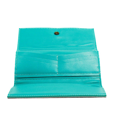 Kacey Wallet - Dark Brindle w/ Sea Glass Tool-Kacey Wallet-Western-Cowhide-Bags-Handmade-Products-Gifts-Dancing Cactus Designs