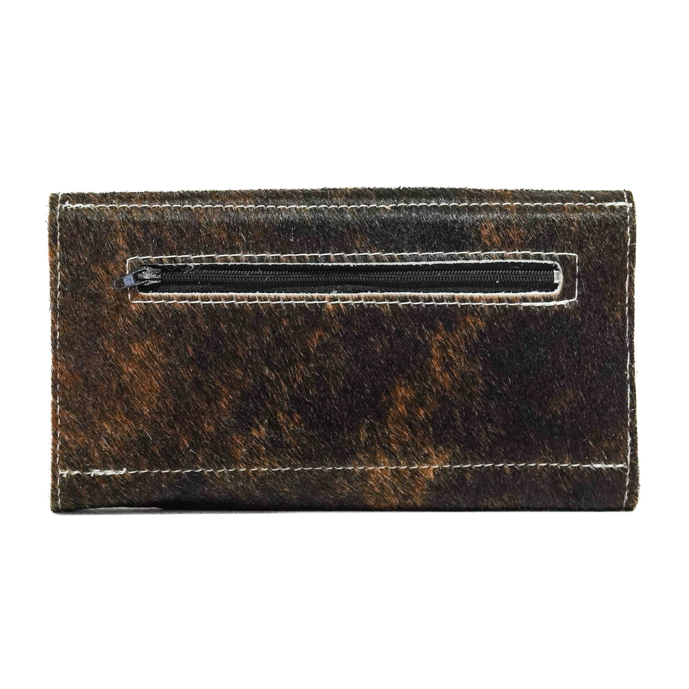 Kacey Wallet - Dark Brindle w/ Turquoise Wildflower Tool-Kacey Wallet-Western-Cowhide-Bags-Handmade-Products-Gifts-Dancing Cactus Designs
