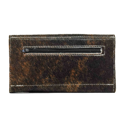 Kacey Wallet - Dark Brindle w/ Turquoise Wildflower Tool-Kacey Wallet-Western-Cowhide-Bags-Handmade-Products-Gifts-Dancing Cactus Designs