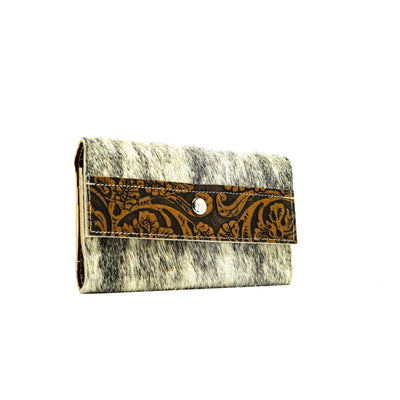 Kacey Wallet - Dusty Brindle w/ Honey Tool-Kacey Wallet-Western-Cowhide-Bags-Handmade-Products-Gifts-Dancing Cactus Designs