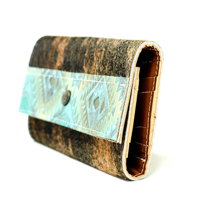 Kacey Wallet - Exotic Brindle w/ Canyon Aztec-Kacey Wallet-Western-Cowhide-Bags-Handmade-Products-Gifts-Dancing Cactus Designs