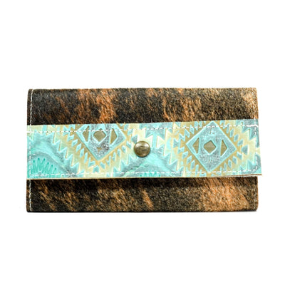 Kacey Wallet - Exotic Brindle w/ Canyon Aztec-Kacey Wallet-Western-Cowhide-Bags-Handmade-Products-Gifts-Dancing Cactus Designs