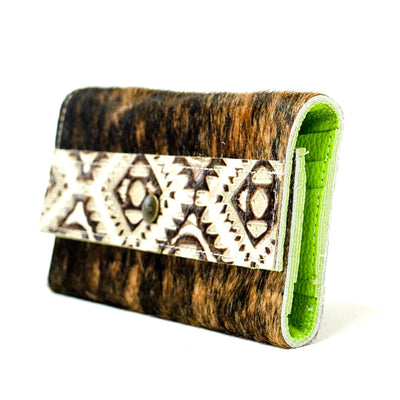 Kacey Wallet - Exotic Brindle w/ Ivory & Bronze Aztec-Kacey Wallet-Western-Cowhide-Bags-Handmade-Products-Gifts-Dancing Cactus Designs