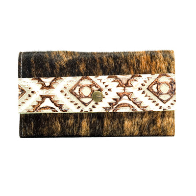 Kacey Wallet - Exotic Brindle w/ Ivory & Bronze Aztec-Kacey Wallet-Western-Cowhide-Bags-Handmade-Products-Gifts-Dancing Cactus Designs