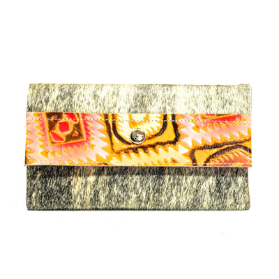 Kacey Wallet - Grey Brindle w/ Moab Aztec-Kacey Wallet-Western-Cowhide-Bags-Handmade-Products-Gifts-Dancing Cactus Designs