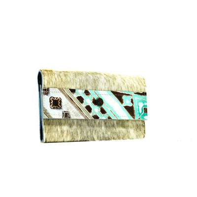Kacey Wallet - Light Brindle w/ Bora Bora Navajo-Kacey Wallet-Western-Cowhide-Bags-Handmade-Products-Gifts-Dancing Cactus Designs
