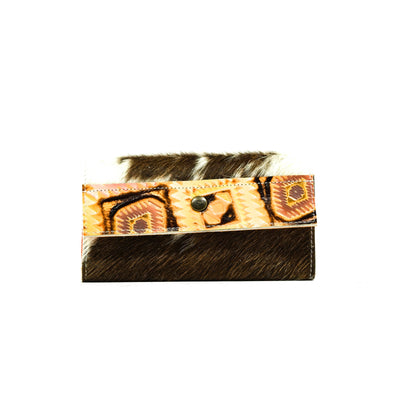 Kacey Wallet - Long Brindle w/ Moab Aztec-Kacey Wallet-Western-Cowhide-Bags-Handmade-Products-Gifts-Dancing Cactus Designs