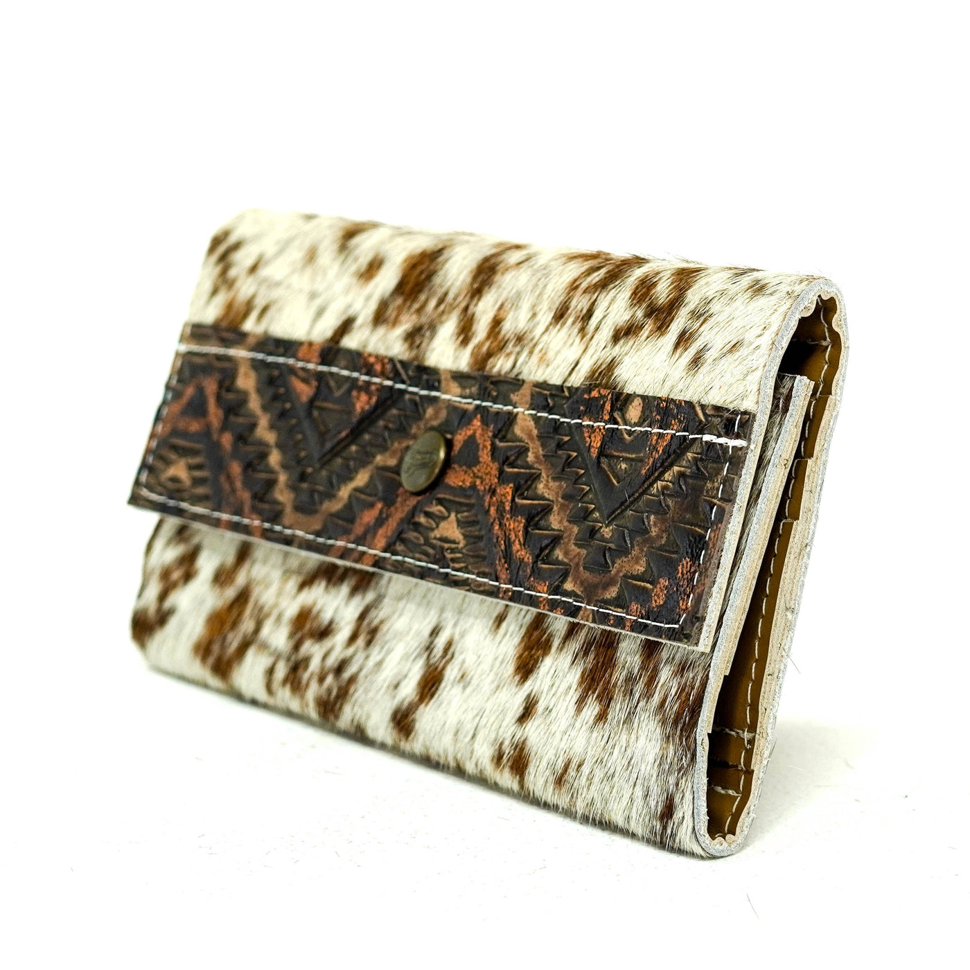 Kacey Wallet - Longhorn w/ Copper Penny Aztec-Kacey Wallet-Western-Cowhide-Bags-Handmade-Products-Gifts-Dancing Cactus Designs