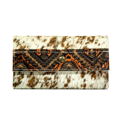 Kacey Wallet - Longhorn w/ Copper Penny Aztec-Kacey Wallet-Western-Cowhide-Bags-Handmade-Products-Gifts-Dancing Cactus Designs