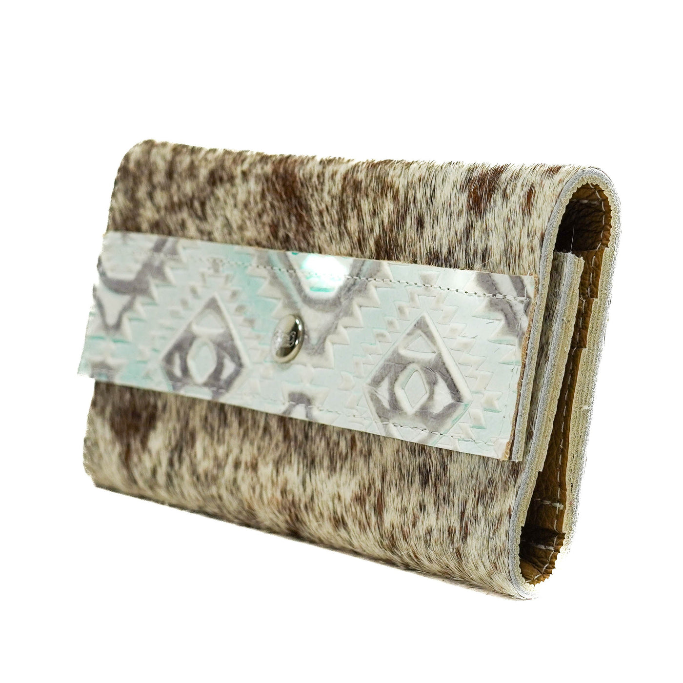 Kacey Wallet - Longhorn w/ Turquoise Sand Aztec-Kacey Wallet-Western-Cowhide-Bags-Handmade-Products-Gifts-Dancing Cactus Designs
