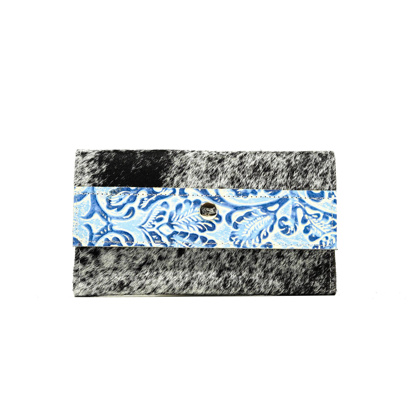 Kacey Wallet - Salt & Pepper w/ Galaxy Tool-Kacey Wallet-Western-Cowhide-Bags-Handmade-Products-Gifts-Dancing Cactus Designs