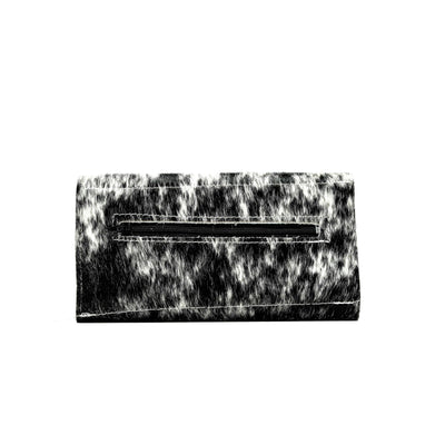Kacey Wallet - Salt/Pepper w/ Orchid Tool-Kacey Wallet-Western-Cowhide-Bags-Handmade-Products-Gifts-Dancing Cactus Designs