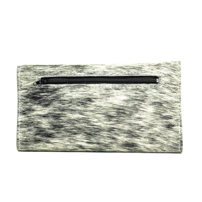 Kacey Wallet - Salt/Pepper w/ Red Tool-Kacey Wallet-Western-Cowhide-Bags-Handmade-Products-Gifts-Dancing Cactus Designs