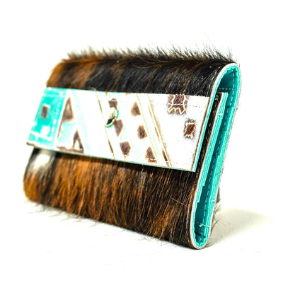 Kacey Wallet - Tricolor w/ Cocoa Navajo-Kacey Wallet-Western-Cowhide-Bags-Handmade-Products-Gifts-Dancing Cactus Designs