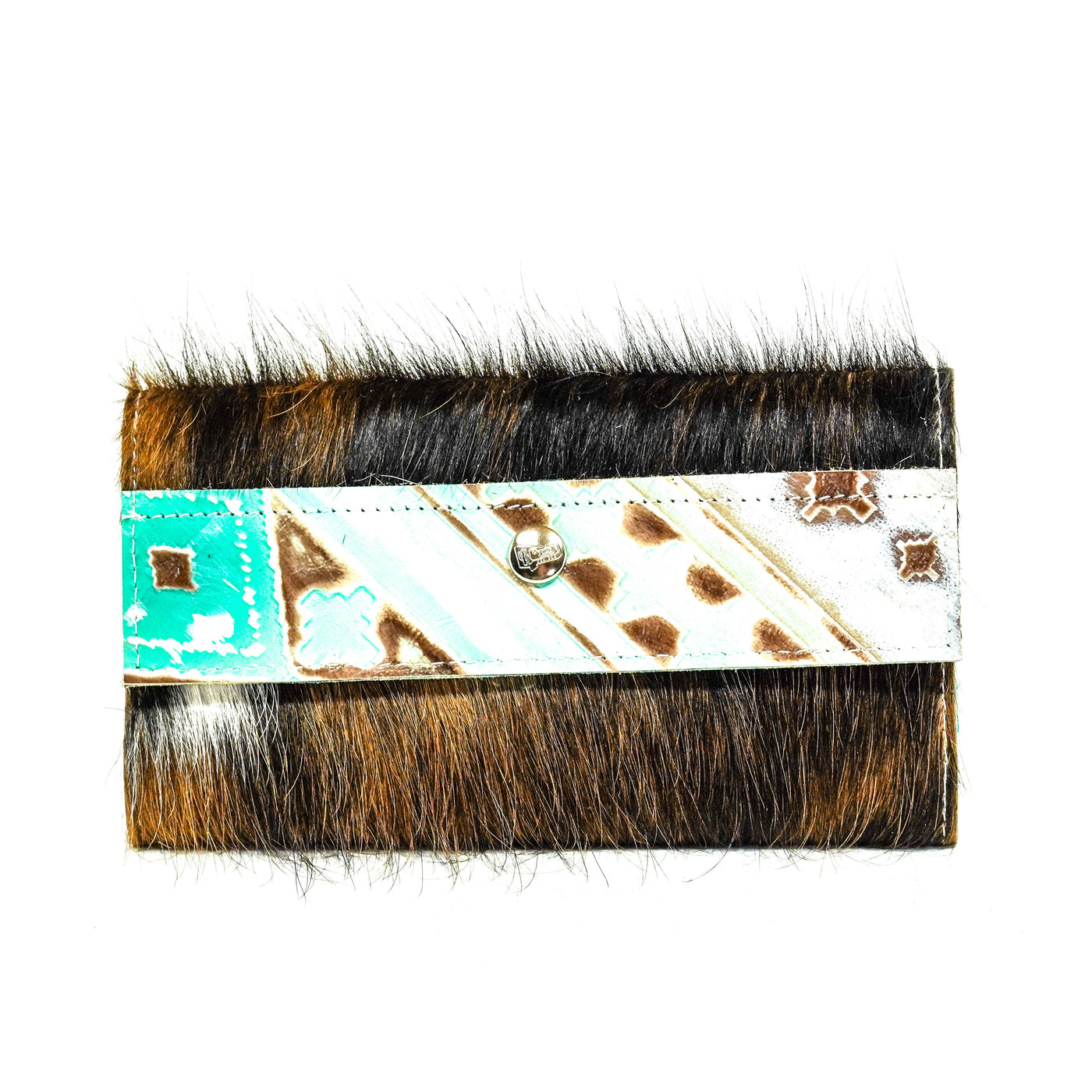 Kacey Wallet - Tricolor w/ Cocoa Navajo-Kacey Wallet-Western-Cowhide-Bags-Handmade-Products-Gifts-Dancing Cactus Designs