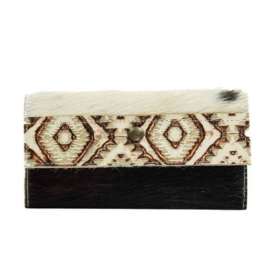 Kacey Wallet - Tricolor w/ Ivory & Bronze Aztec-Kacey Wallet-Western-Cowhide-Bags-Handmade-Products-Gifts-Dancing Cactus Designs