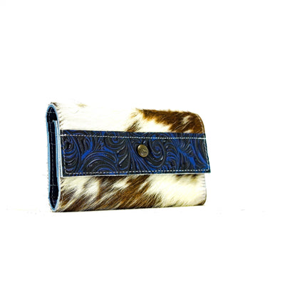 Kacey Wallet - Tricolor w/ Midnight Caracole-Kacey Wallet-Western-Cowhide-Bags-Handmade-Products-Gifts-Dancing Cactus Designs