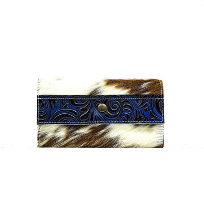 Kacey Wallet - Tricolor w/ Midnight Caracole-Kacey Wallet-Western-Cowhide-Bags-Handmade-Products-Gifts-Dancing Cactus Designs