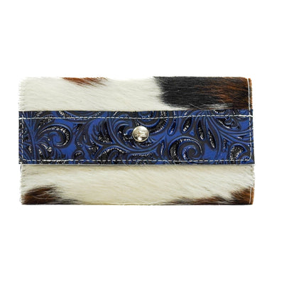 Kacey Wallet - Tricolor w/ Midnight Caracole-Kacey Wallet-Western-Cowhide-Bags-Handmade-Products-Gifts-Dancing Cactus Designs